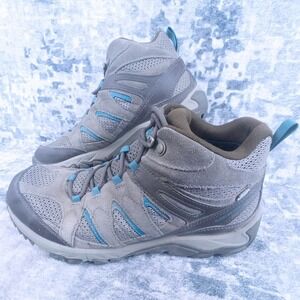 Merrell Deverta Mid Vent GTX Hiking Boots Womens Size 11 Brown Teal Waterproof